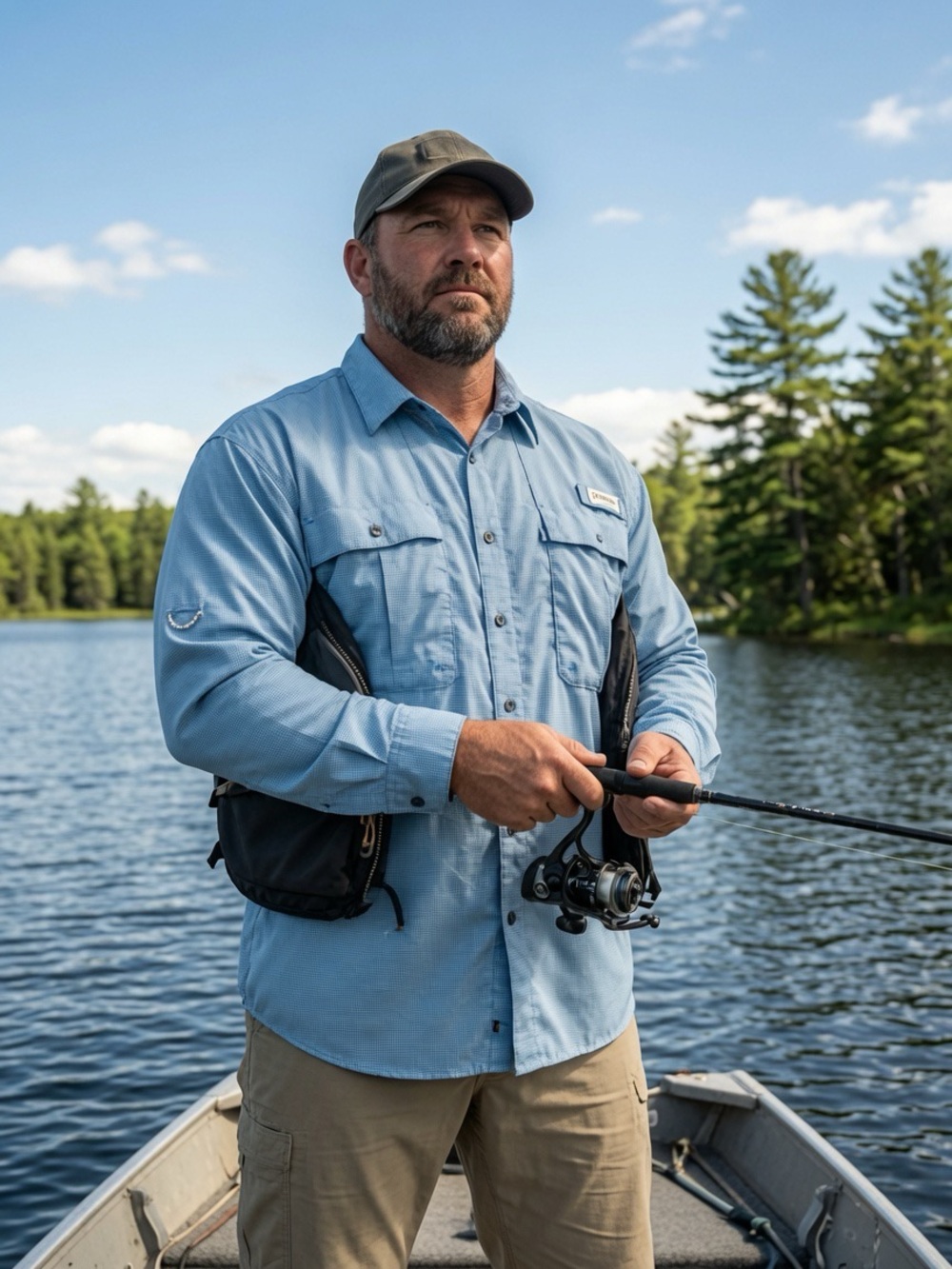 Light Blue Magellan 2XL Fishing Shirt - Men's Long Sleeve Performance